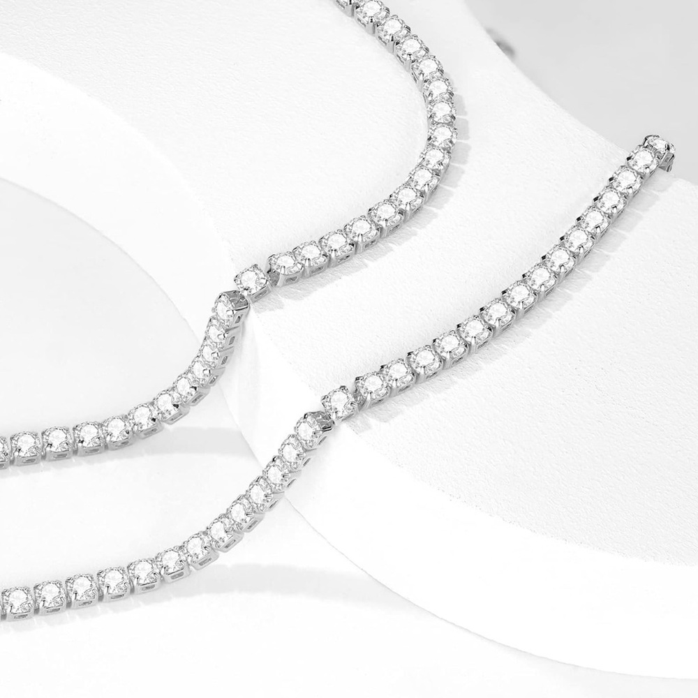 Tennis Necklace • 3mm CZ Stones • White Gold Finish • Luxury Shine